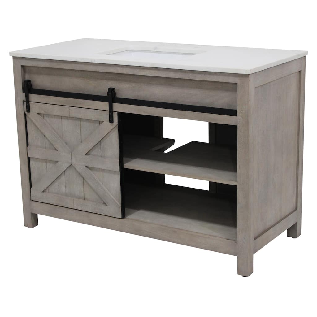 Barn Door Vanity 48 " wide in White Pigment