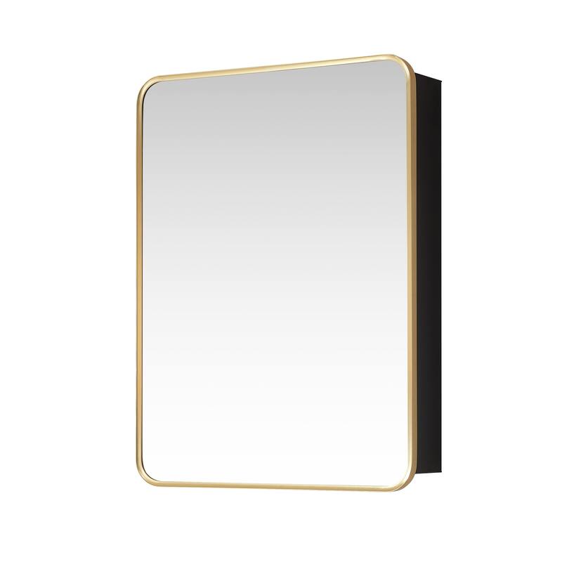 Talayuela Rectangular Aluminum Framed Medicine Cabinet with Mirror - 24"W x 32"H - Brushed Gold Frame