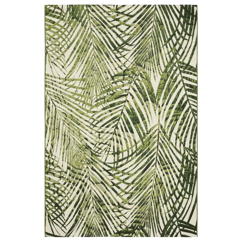 Style Haven Nova Layered Tropical Leaves Green/ Ivory Area Rug - 2' x 3' 3"