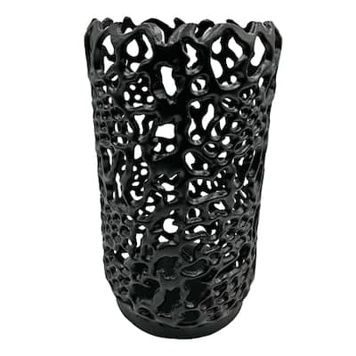 Decorative Handmade Aluminum Cylinder Hurricane Candle holder in Black