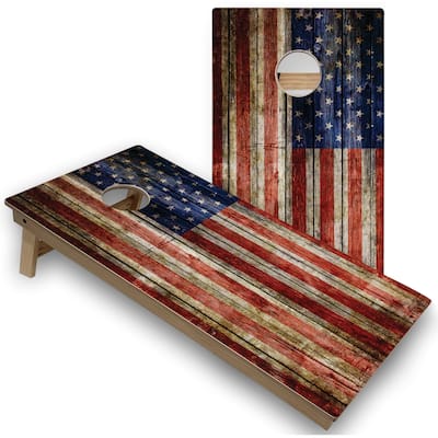 American Flag Rustic Cornhole Board Set