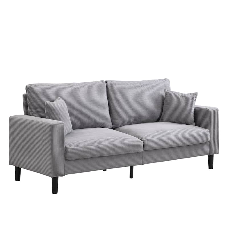 5-Seat Corduroy Sofa Set (3-Seater + 2-Seater) with High-Density Sponge Cushions & Sturdy Hardwood Frame