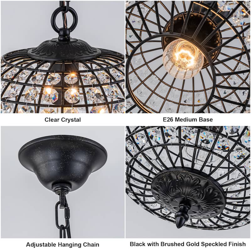 Retro French 4/5-Light Antique Brass Globe Crystal Chandelier for Living/Dining Room