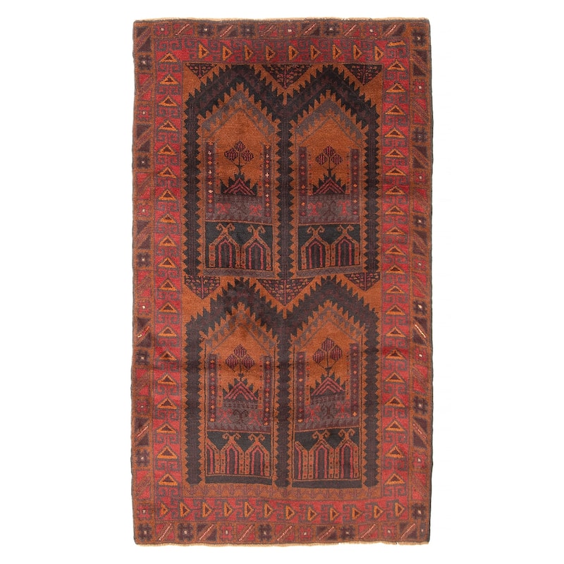 ECARPETGALLERY Hand-knotted Baluch Black Wool Rug - 3'6 x 6'4 - Black - 3'6 x 6'4
