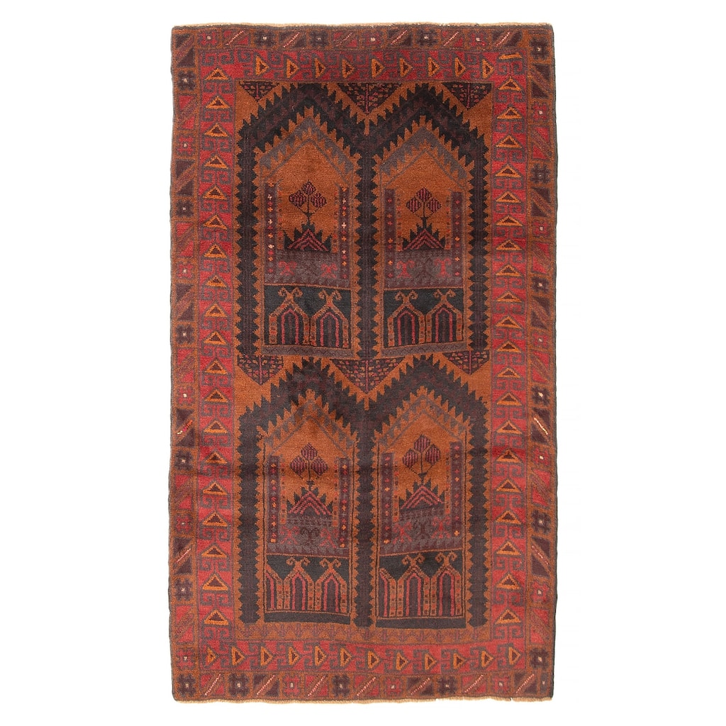 ECARPETGALLERY Hand-knotted Baluch Black Wool Rug - 3'6 x 6'4
