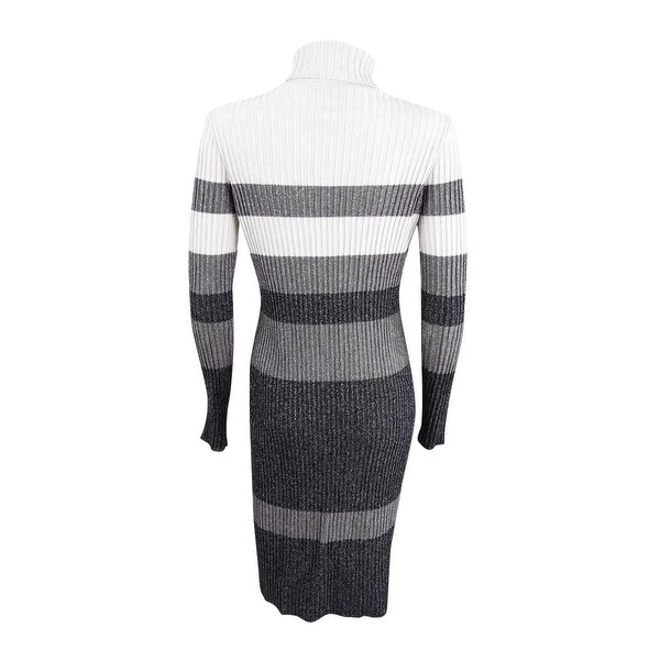 striped turtleneck sweater dress