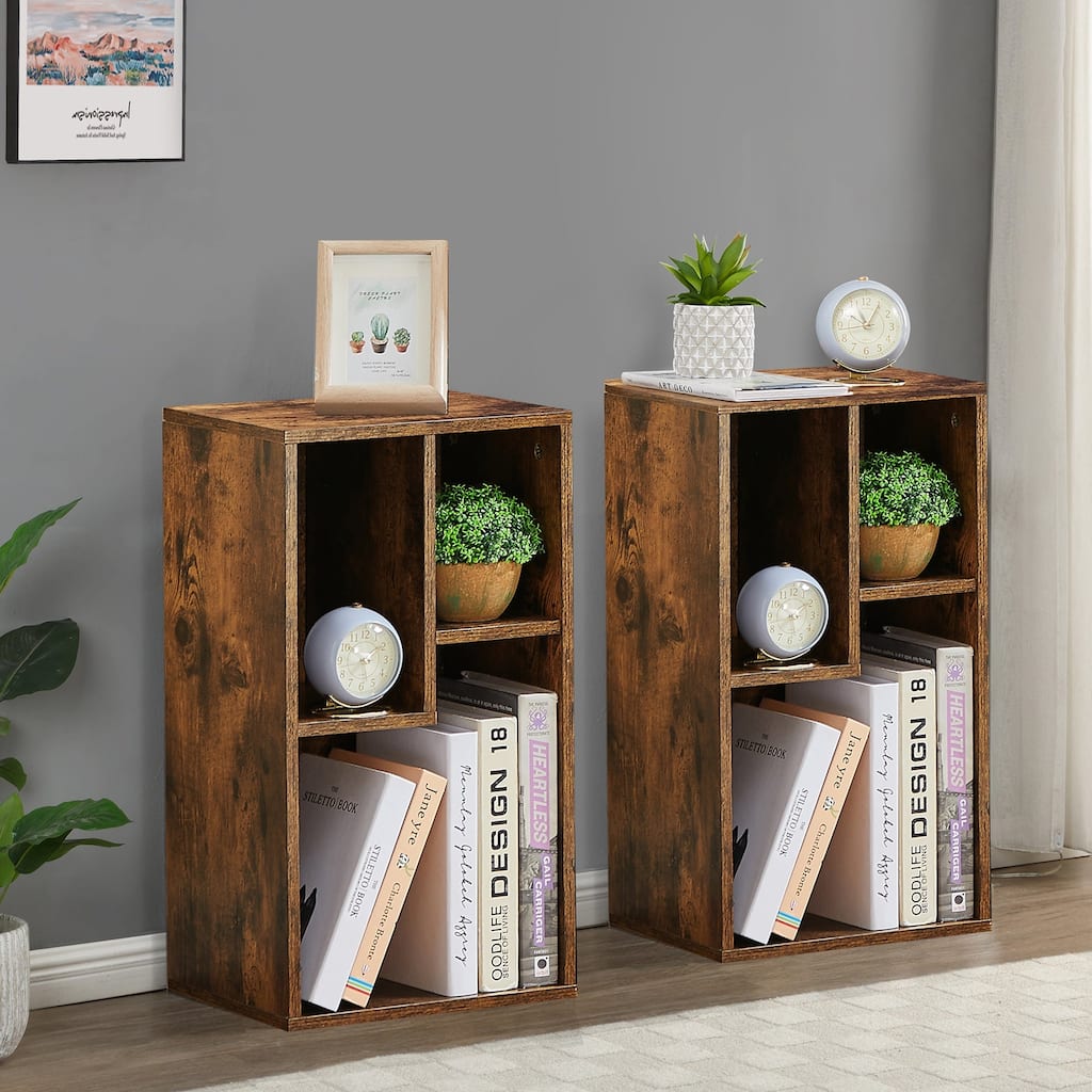 Bookshelves and Bookcases Set of 2 Floor Standing 3 Tier Display Storage Shelves Small Bookcase for Home Office