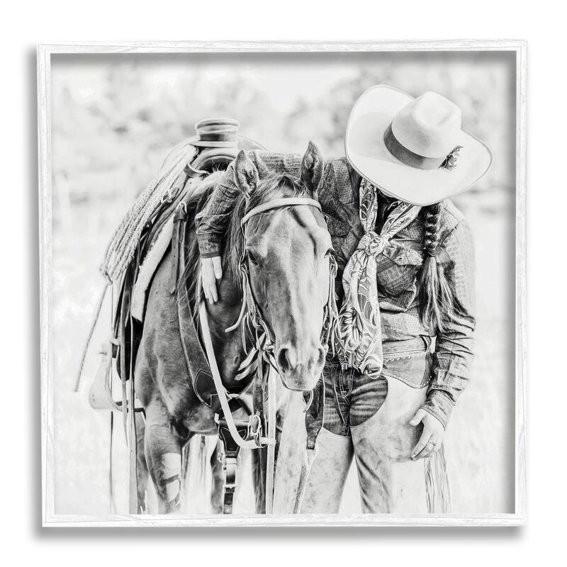 Stupell True Love Cowboy Photography Framed Giclee Art Design by PBurchettePhoto - 24 x 24 - White