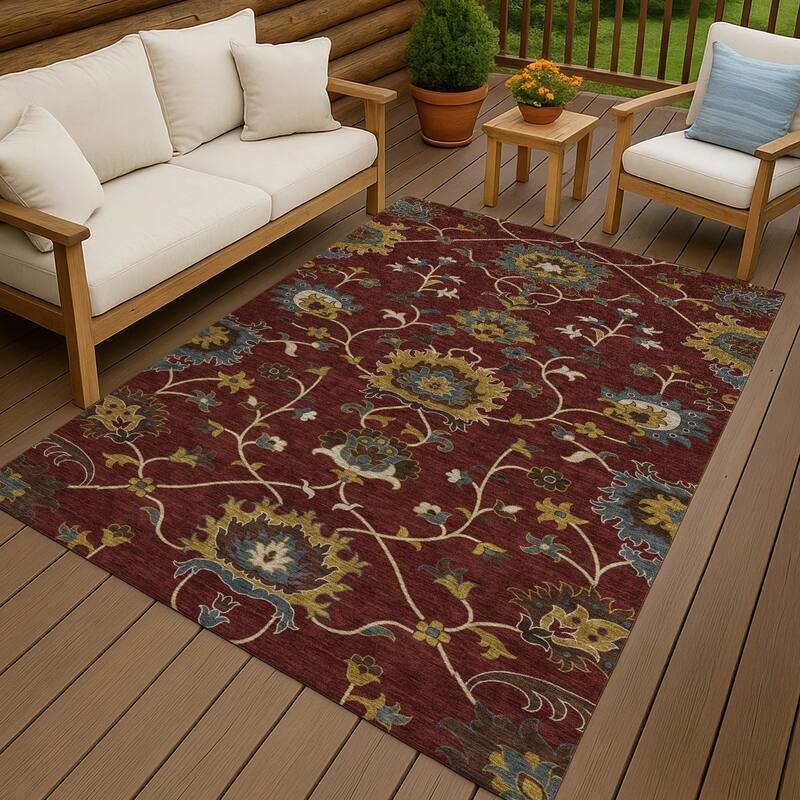 Machine Washable Indoor/ Outdoor Traditional Luna Chantille Rug