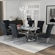preview thumbnail 87 of 193, 65 inch Faux Marble Dining Table Set with Boucle Dining Chairs Silver Chairs - Table with 6 Chairs