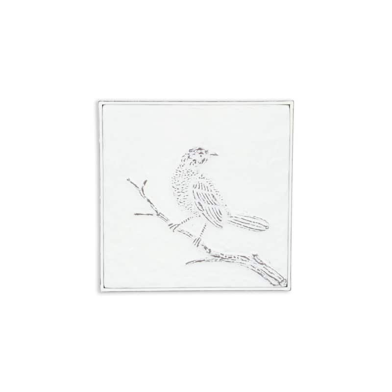 Lirondelle White Metal Swallow Themed Two Tone Wall Art - White