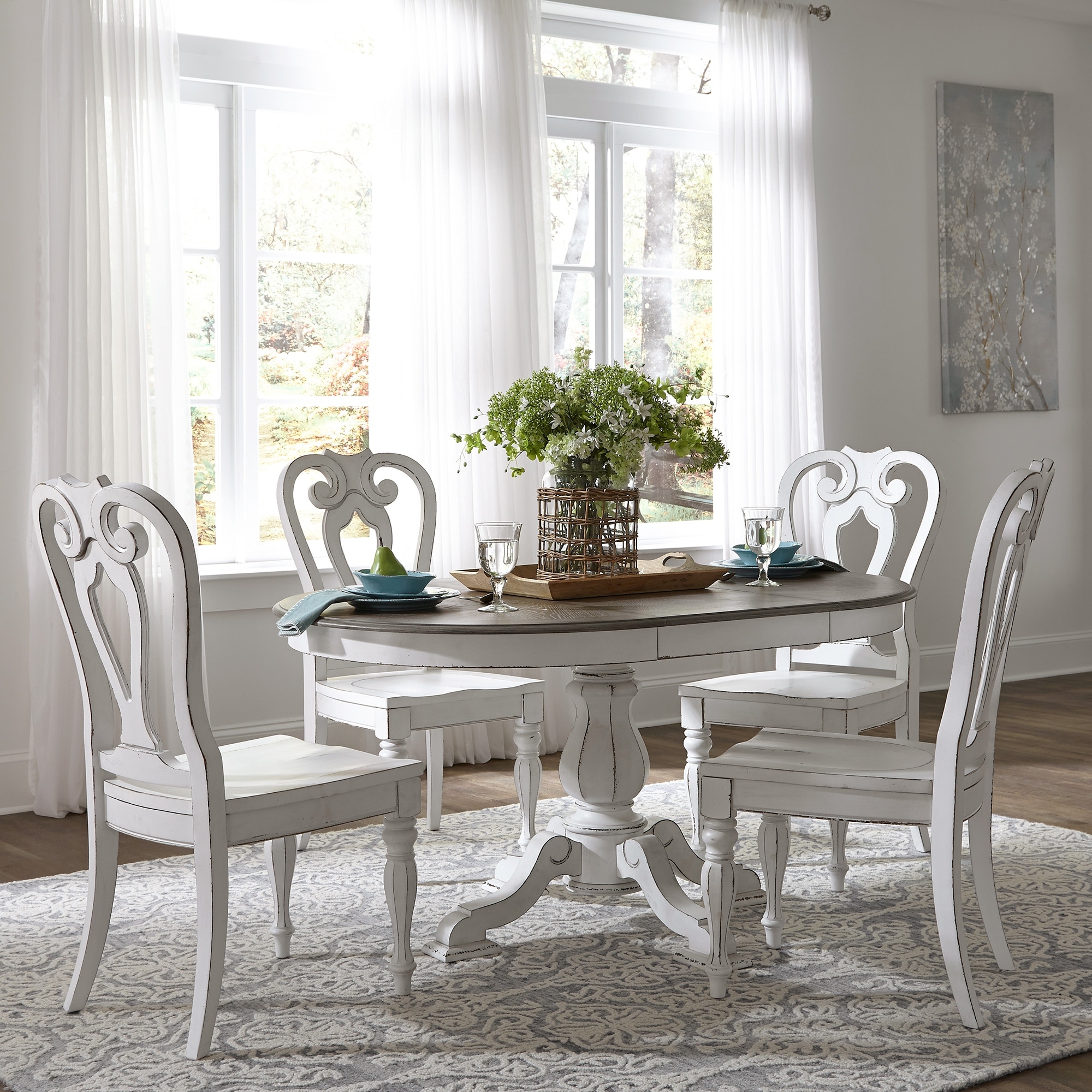Liberty Furniture Magnolia Manor 5 Piece Dining Sets Oval Pedestal Table