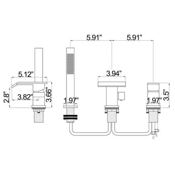 SingleHandle DeckMount Roman Tub Faucet with Hand Shower in Matte Black (Valve Included) On
