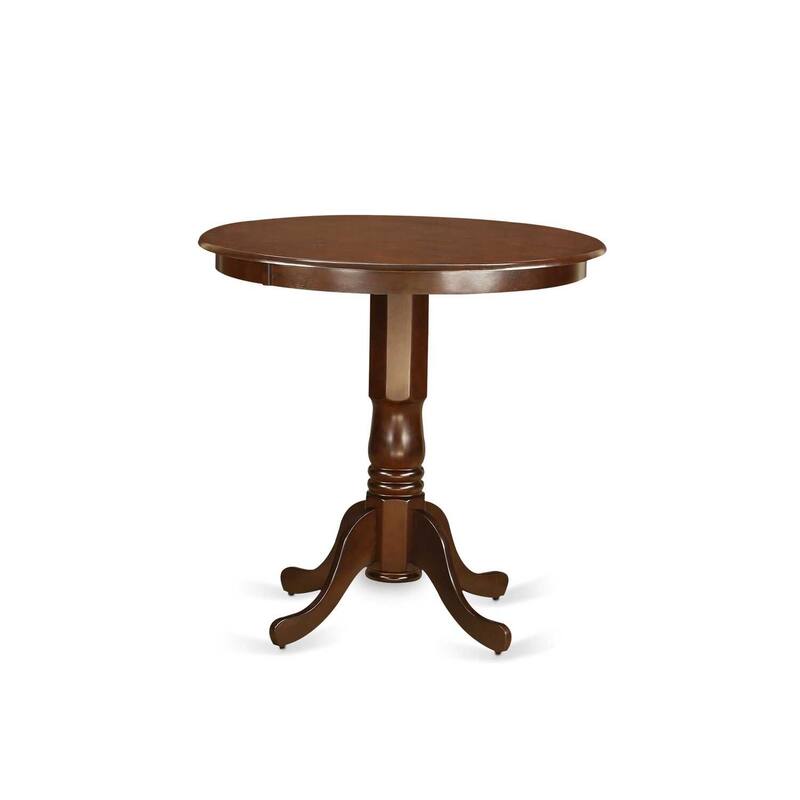 HomeStock 5-Piece Round Mahogany Finish Solid Wood Top Dining table with 4 Chairs with Lattice Back