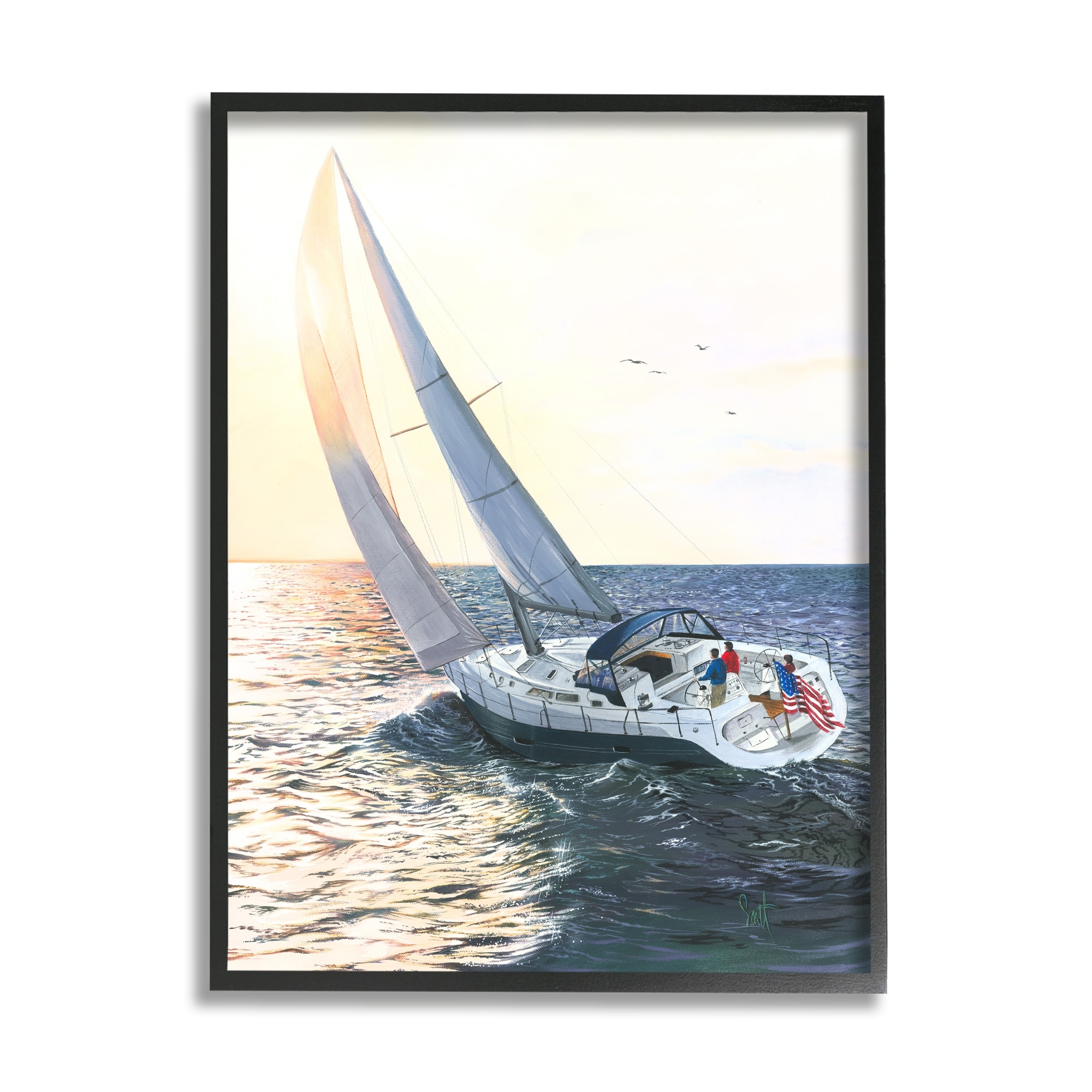 Stupell Boating at Sunrise Framed Giclee Art Design by Scott Westmoreland
