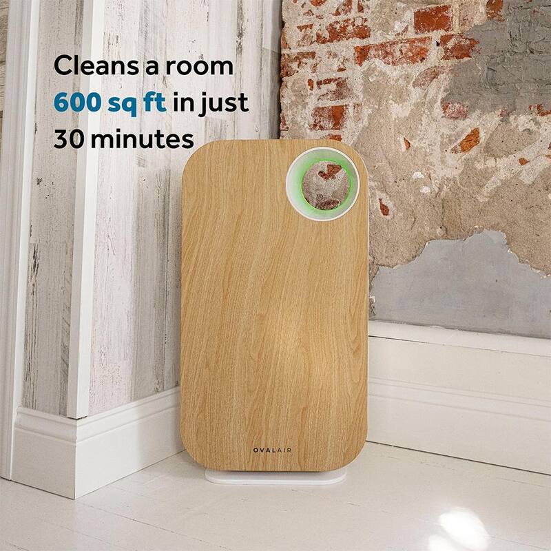 OVAL AIR 3-Stage H13 True HEPA 5-in-1 Air Purifier for Rooms up to 600 sq. ft. reduces Allergies, Asthma, Pets, Odor, Smoke