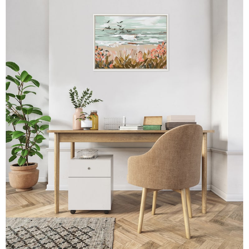 Kate and Laurel Sylvie Landscape 09 Beach Framed Canvas by Annie Quigley