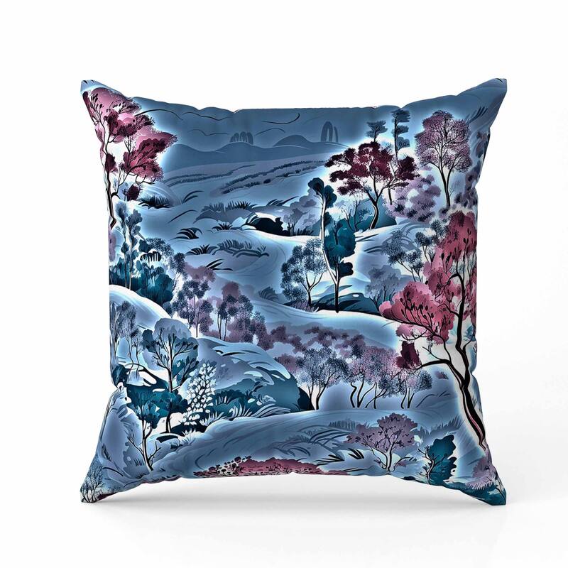 Leaf Magic Stories Indoor/Outdoor Reversible Throw Pillow Blue and Purple