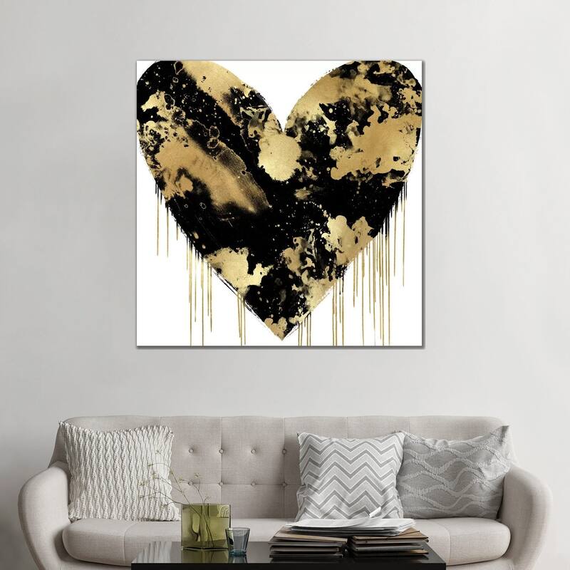 iCanvas "Big Hearted Black and Gold" by Lindsay Rodgers Canvas Print