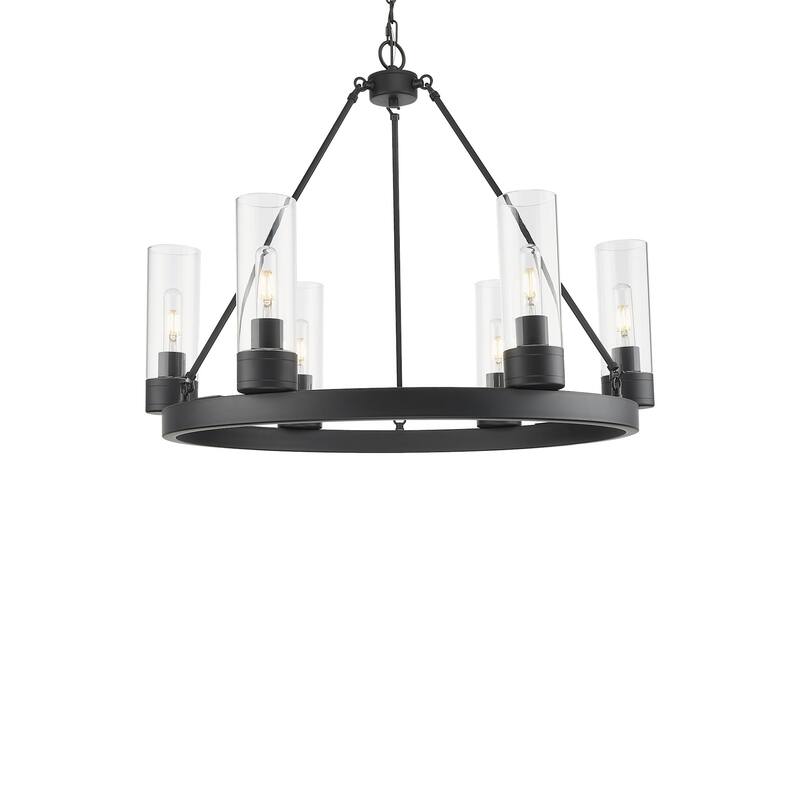 Innovations Lighting 617-6CR-24-29-8 Boreas Chandelier Boreas 6 Light - Matte Black / Clear