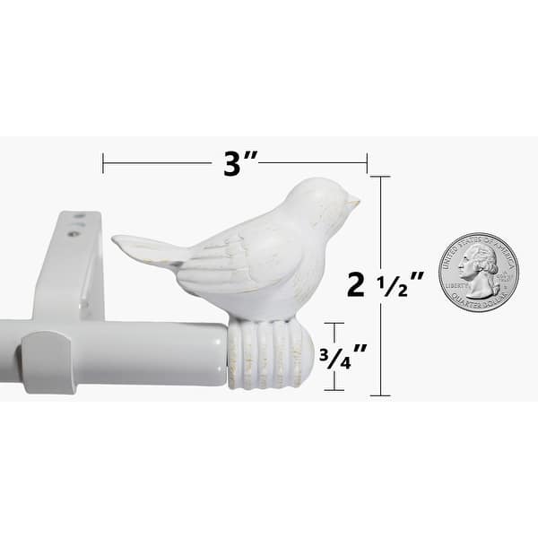 dimension image slide 3 of 11, Cute Bird Finial Adjustable Decorative Designer Curtain Rod
