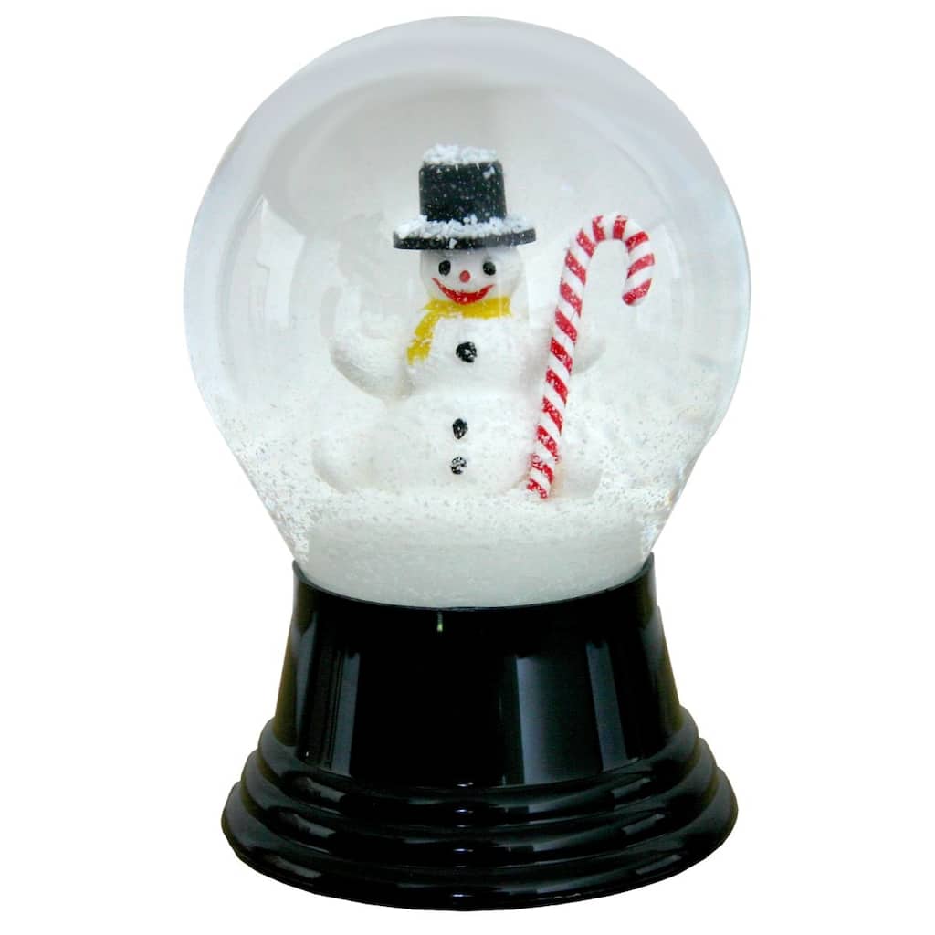 5" Black White Perzy Snow Globe Medium Snowman Candycane Decoration