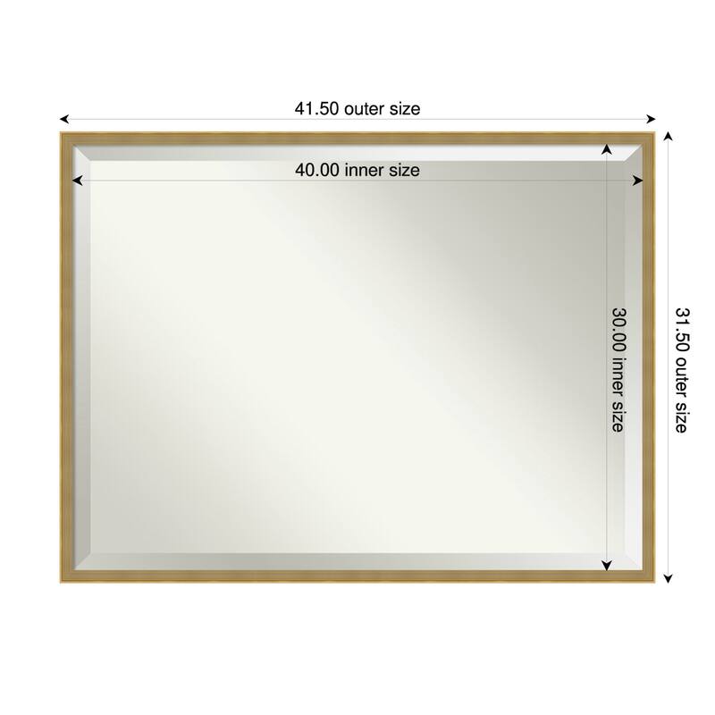 Incline Beveled Wood Framed Wall Mirror - 42 x 32 in - Incline Dark Gold