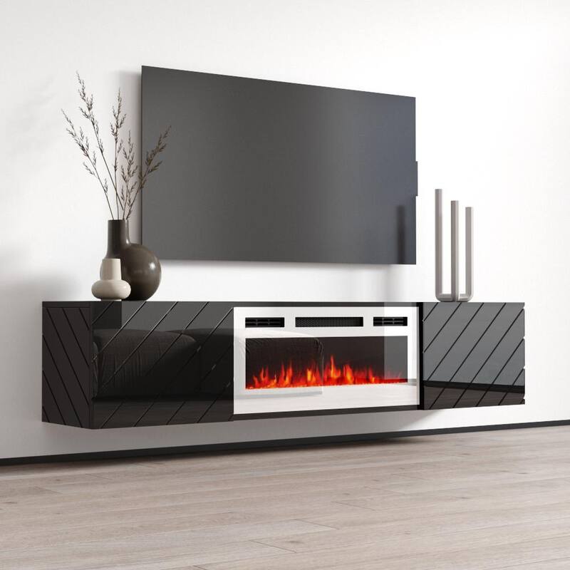 Luxe WH-EF Wall Mounted Electric Fireplace Modern 72" TV Stand