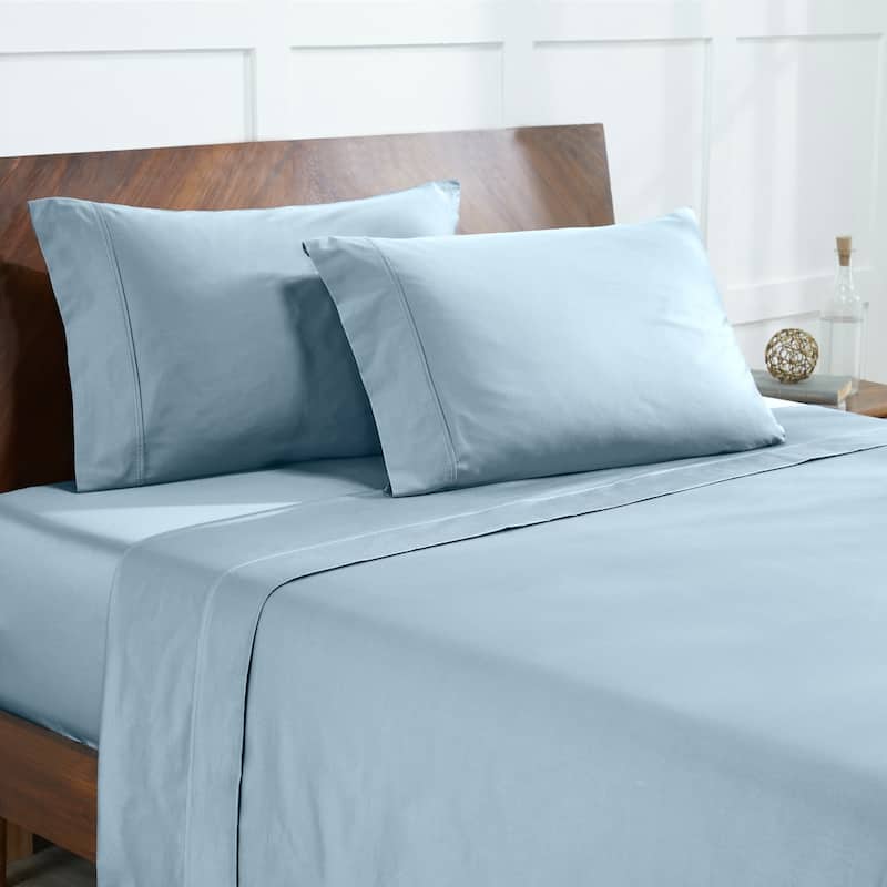 Modern Threads 400 Thread Count 100 Percent Egyptian Cotton 4-Piece Sheet Set - Queen - Light Blue