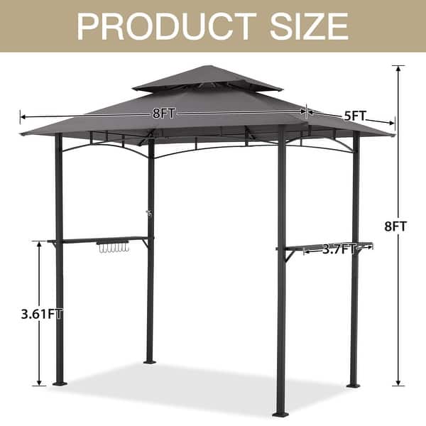 dimension image slide 1 of 3, AECOJOY 8' x 5' Outdoor Grill Gazebo 2-Tier Waterproof BBQ Grill Tent