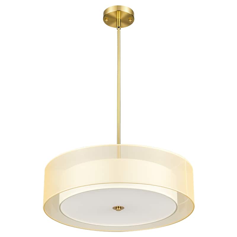 CO-Z 3-Light 20"W Double Drum Fabric Semi Flush Mounyt Pendant Chandelier