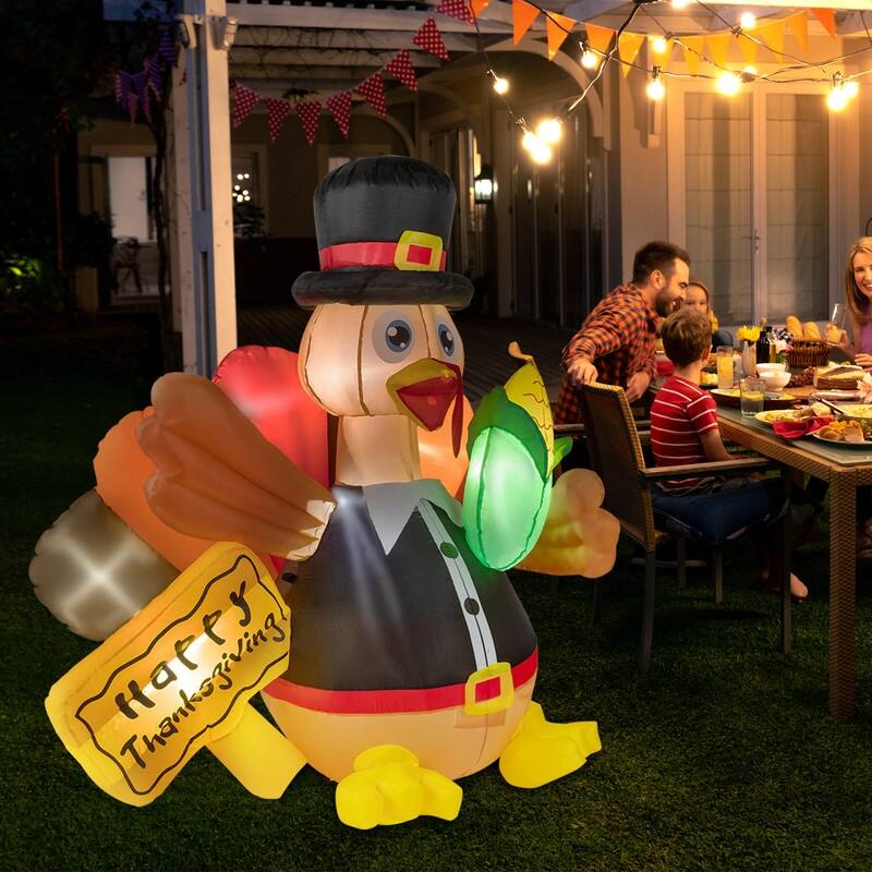 5ft Turkey with Corn 7pcs LED Light - N/A
