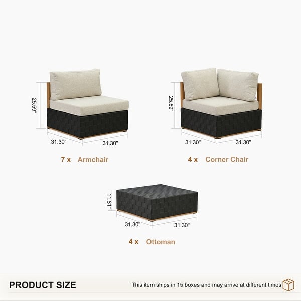 dimension image slide 0 of 10, PURPLE LEAF GLFSF U-Shaped Black sofa with white seat Outdoor Couch for Yard Porch Deck Patio Conversation Sets