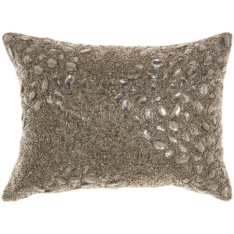 Mina Victory Luminescence Modern Beaded Throw Lumbar Pillow 10" X 14"