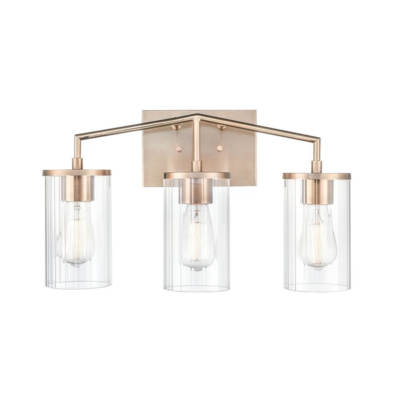 Millennium Lighting Beverlly Bathroom Vanity Light Fixture with Clear Beveled Glass Shades - 3 Light - Modern Gold