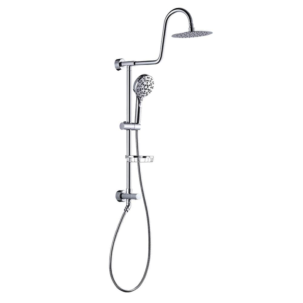 WOWOW Wall Bar Shower Kit 8 in. Rain Shower Head with Hand Shower