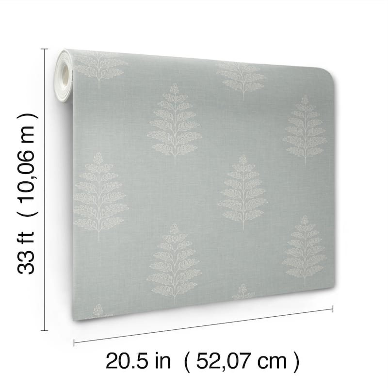 Chesapeake Frond Light Blue Leaf Wallpaper