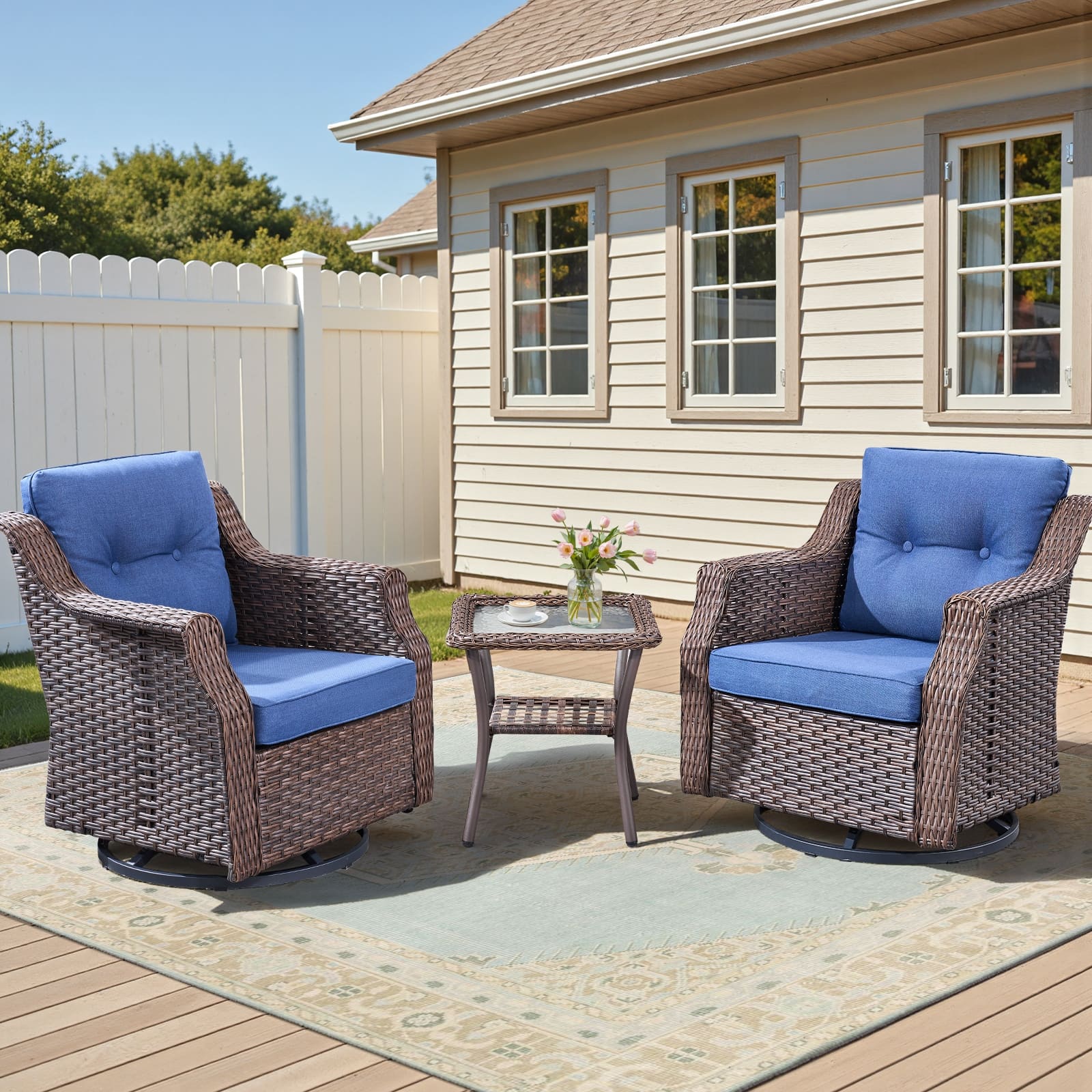 Option Brown Wicker Gray Cushion