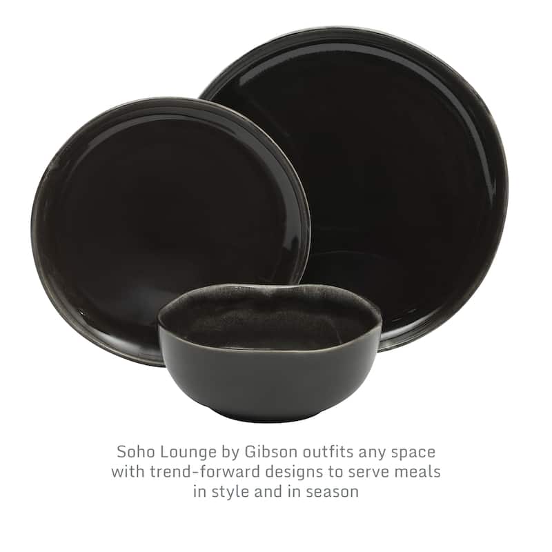 Gibson Soho Lounge Nardini 12 Piece (Service for 4) Plates and Bowls Reactive Glaze Dishes Stoneware Dinnerware Set