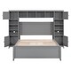 preview thumbnail 3 of 10, Full Size Platform Bed with Headboard Storage Shelves and Underbed Drawers Multi Functional Wooden Frame