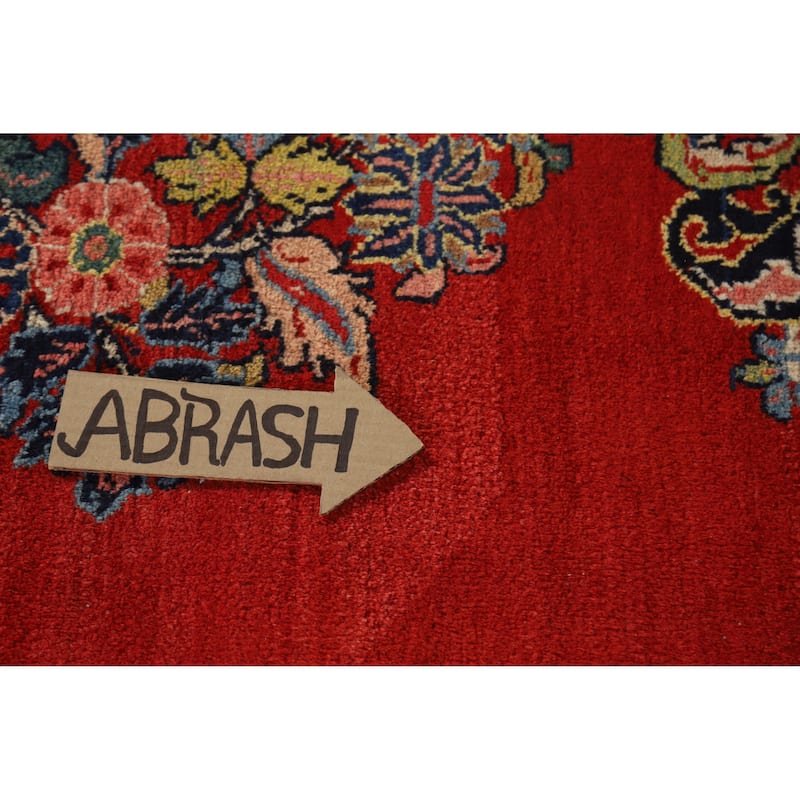 Hand Knotted Oriental 100% Wool Carpet Traditional Floral Red Sarouk Area Rug - 13' 7'' X 10' 7''