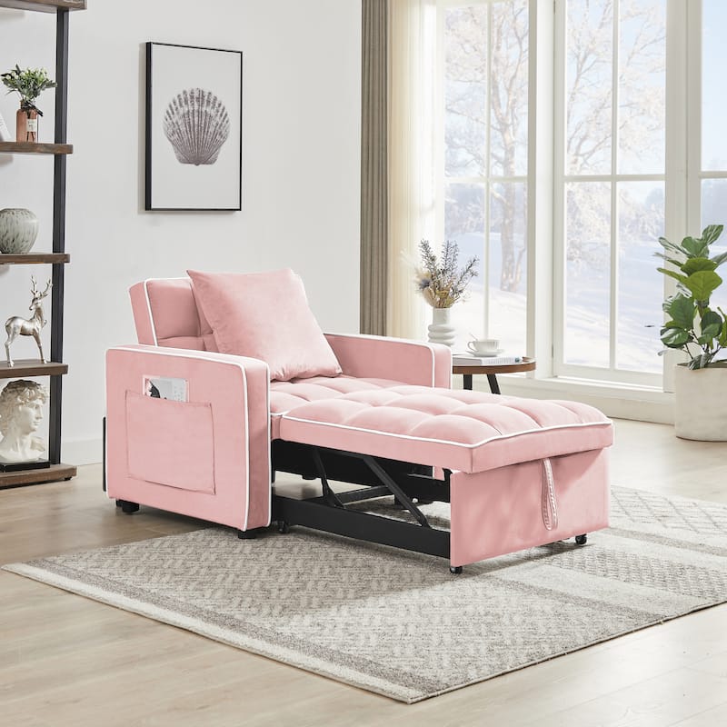 GDFStudio - Flora Modern 3-in-1 Convertible Sleeper Chair Sofa Bed, Adjustable Pull-Out Sofa with Storage