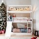 preview thumbnail 1 of 12, Friendly Design Twin Over Twin Bunk Bed with Slide, House Bed with Slide White