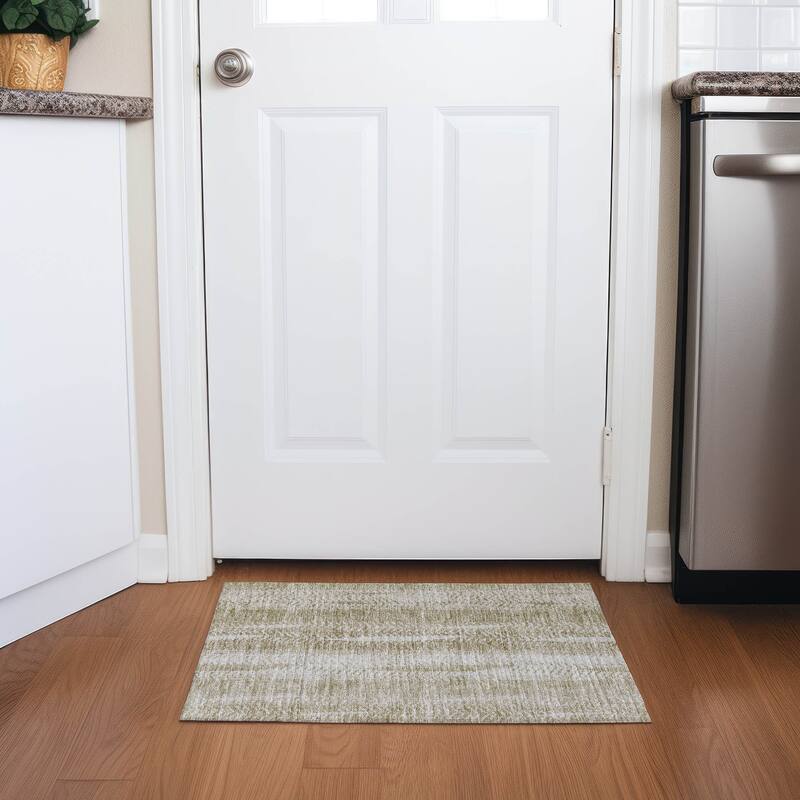 Machine Washable Indoor/ Outdoor Chantille Modern Imprints Rug - Beige - 1'8" x 2'6"