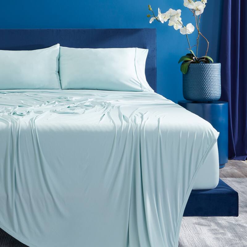 BEDGEAR Ver-Tex Instant-Cooling Bed Sheet Set - for Hot Sleepers - Queen - Misty Blue