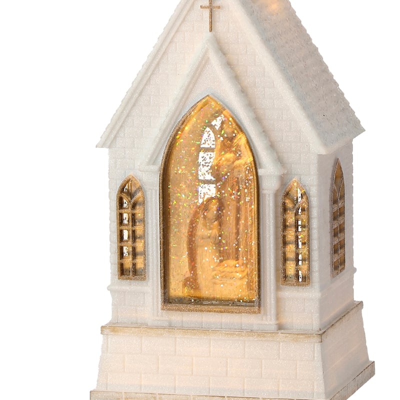 16"Led Church Holy Family Water Globe