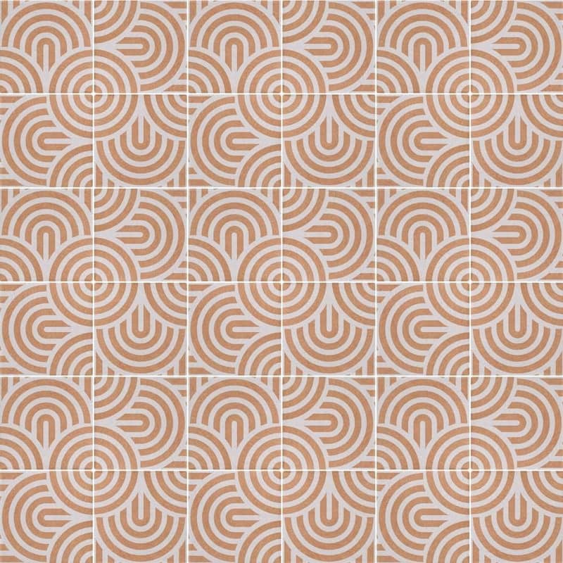 Verity Waves 8x8 Matte Porcelain Encaustic Tile - Floor, Wall, Backsplash