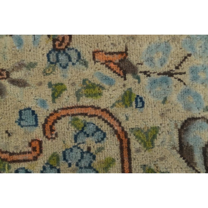 Hand Knotted Oriental 100% Wool Carpet Traditional Floral Navy Blue & Blues Kerman Area Rug - 10' 1'' X 7' 5''