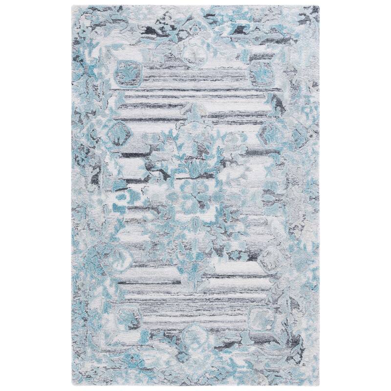 SAFAVIEH Handmade Marquee Two Color Braid Modern Rug - 5' x 8' - Grey/Teal