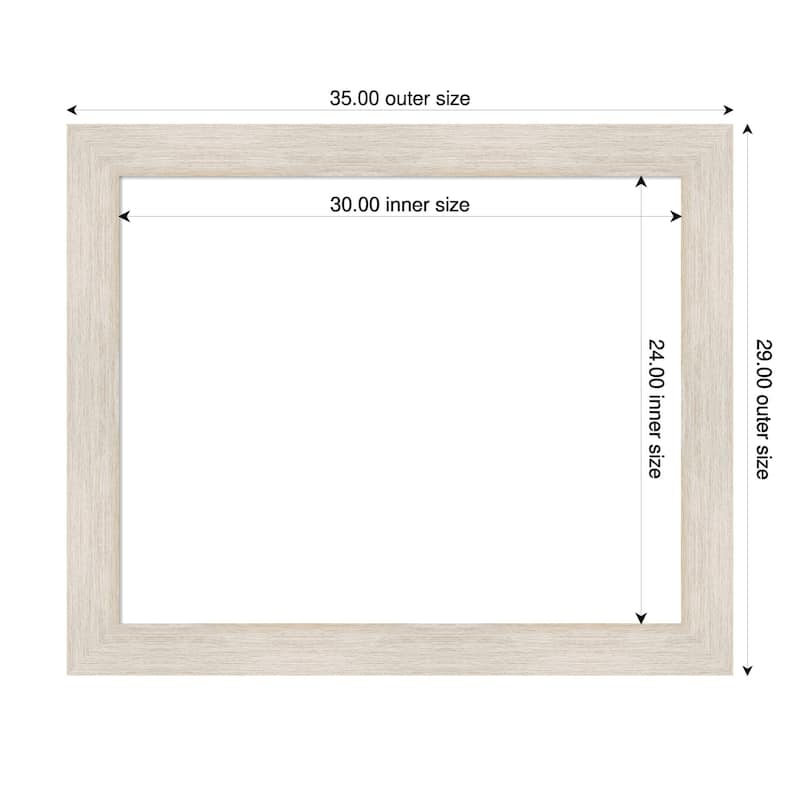 Amanti Art Hardwood Chocolate Framed Dry Erase Magnetic Board - 35 x 29 in - Hardwood White Wash
